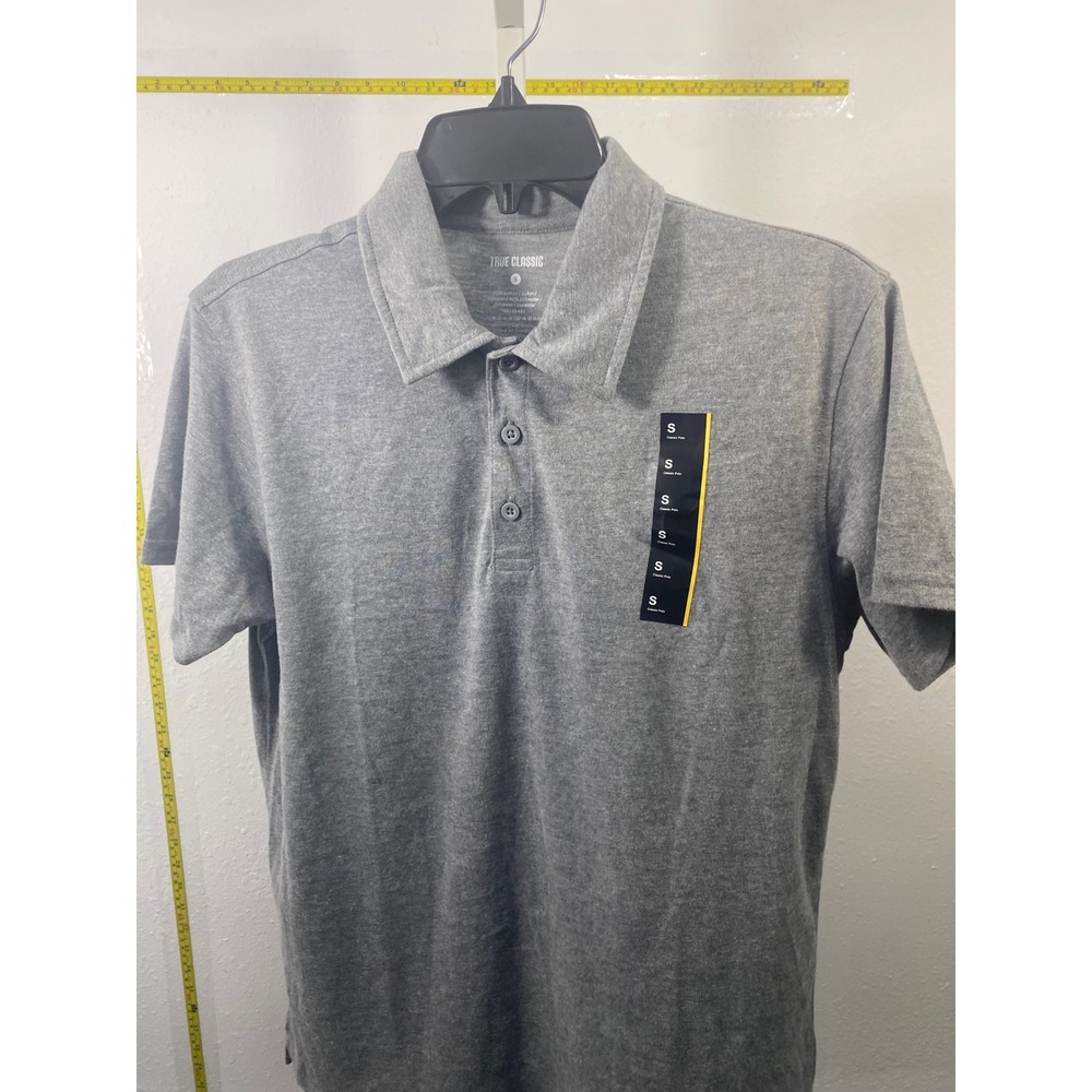 True Classic Mens Classic Polo Shirt Heather Gray Short Sleeve Size S Small NEW